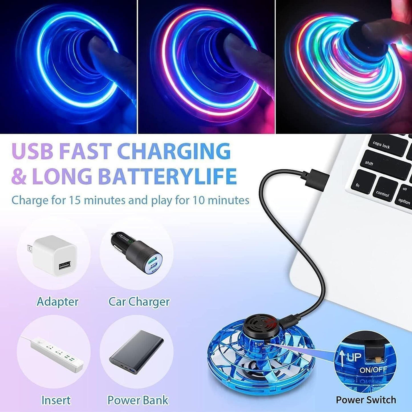 Magic Flying Orb Spinner Toy – Colorful Hover & Spin Outdoor Fun for Kids (Multicolor)