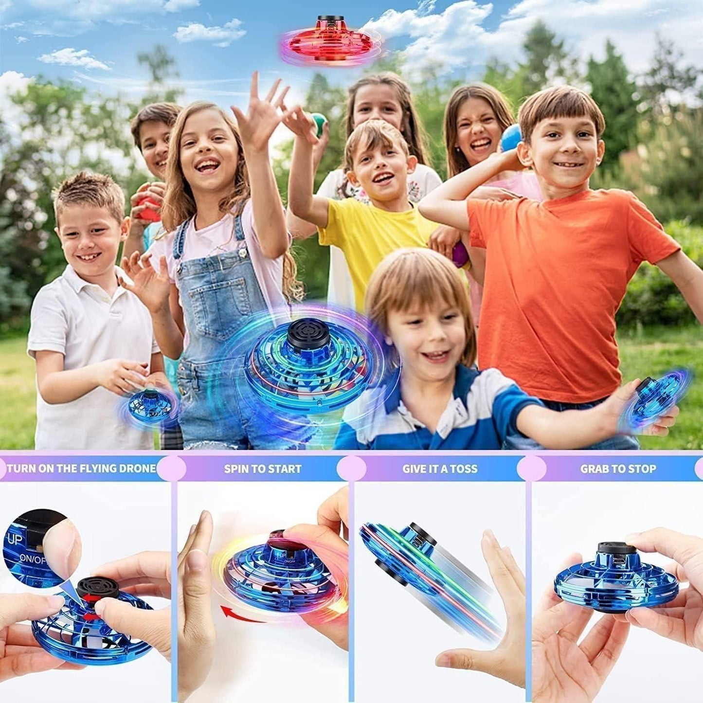 Magic Flying Orb Spinner Toy – Colorful Hover & Spin Outdoor Fun for Kids (Multicolor)