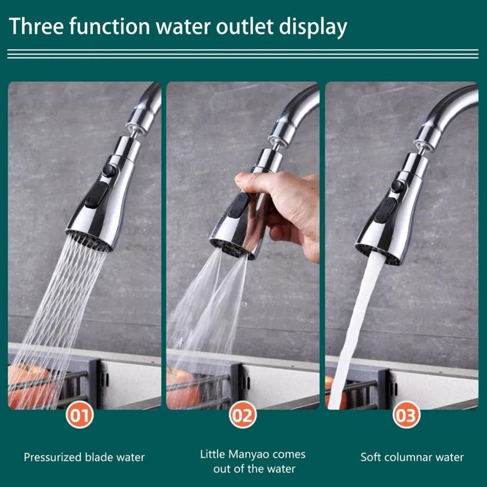 3-Mode Kitchen Sink Faucet – Stainless Steel, High-Pressure Spray