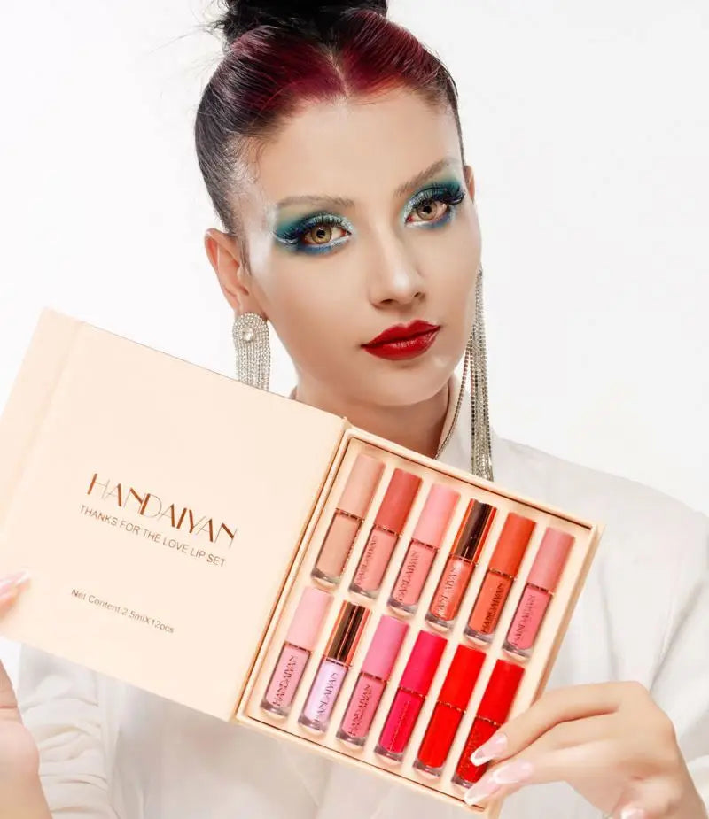 Velvet Matte Liquid Lipstick Set of 12 | Waterproof, Smudge-Proof & Long-Lasting Multicolor Lipsticks for Women