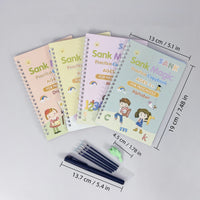 Sank Magic Practice Copybook for Kids (4 BOOK + 10 REFILL+ 1 Pen +1 Grip) | Reusable Handwriting Book Set