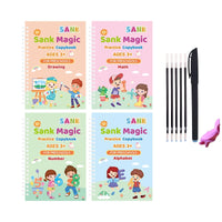 Sank Magic Practice Copybook for Kids (4 BOOK + 10 REFILL+ 1 Pen +1 Grip) | Reusable Handwriting Book Set
